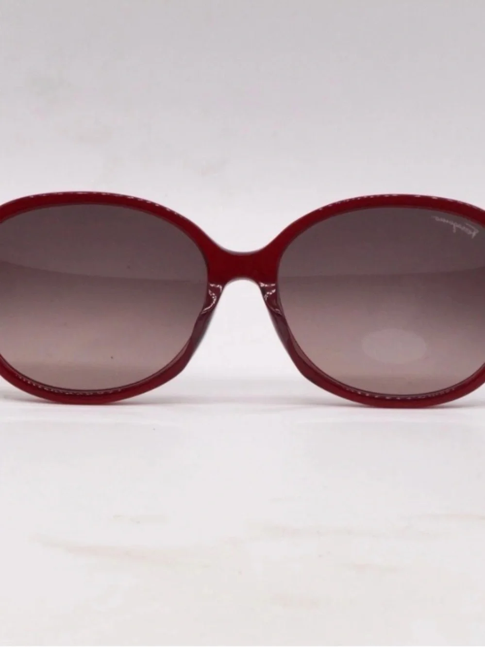 Ferragamo NWOT Women's Garnet Round Sunglasses Marble Arms Replacement Case